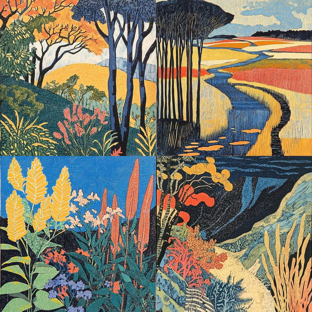 Vibrant Woodcut Fusion